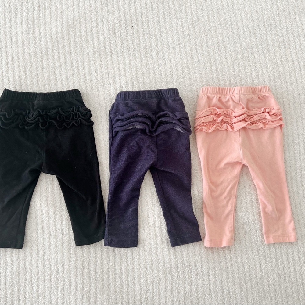 Old Navy Kids Ruffle Leggings - Black, Jean, and Pink